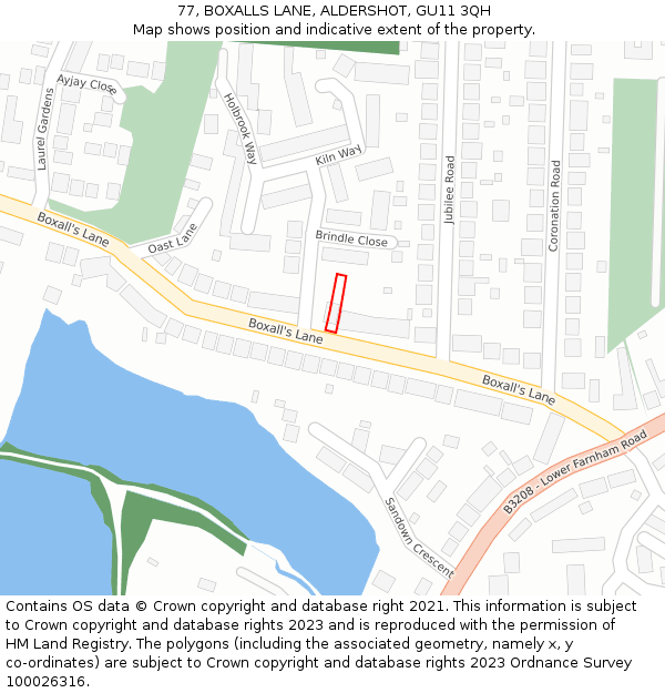 77, BOXALLS LANE, ALDERSHOT, GU11 3QH: Location map and indicative extent of plot