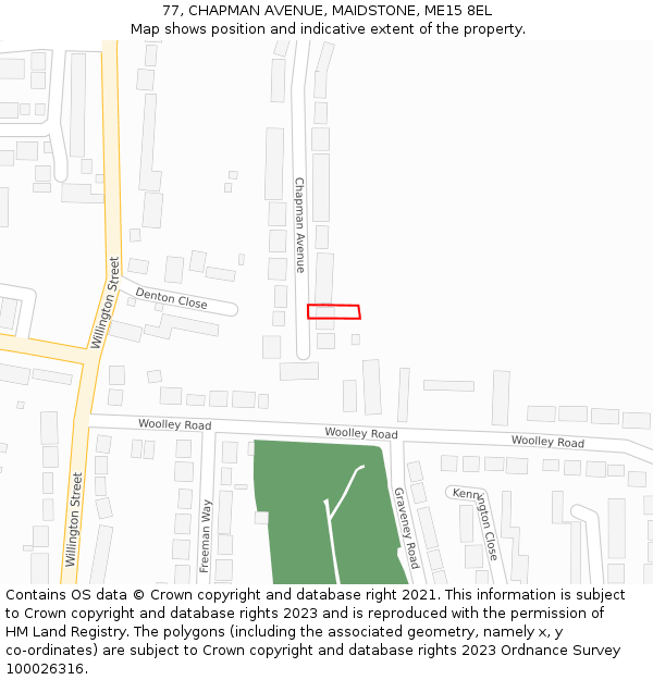 77, CHAPMAN AVENUE, MAIDSTONE, ME15 8EL: Location map and indicative extent of plot