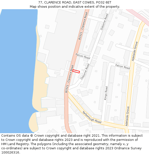 77, CLARENCE ROAD, EAST COWES, PO32 6ET: Location map and indicative extent of plot