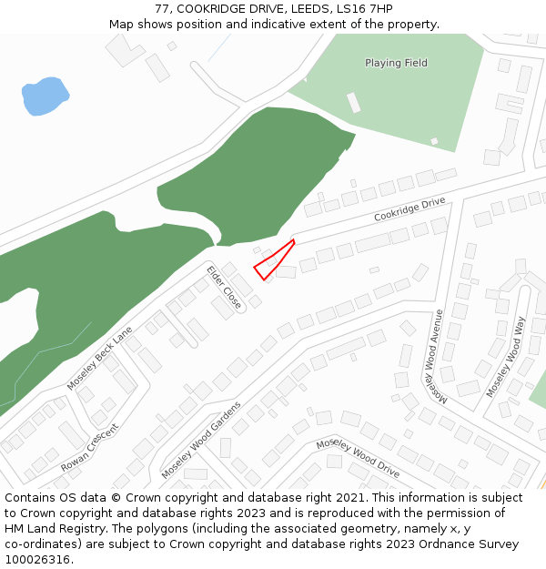 77, COOKRIDGE DRIVE, LEEDS, LS16 7HP: Location map and indicative extent of plot