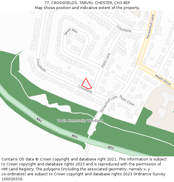 77, CROSSFIELDS, TARVIN, CHESTER, CH3 8EP: Location map and indicative extent of plot