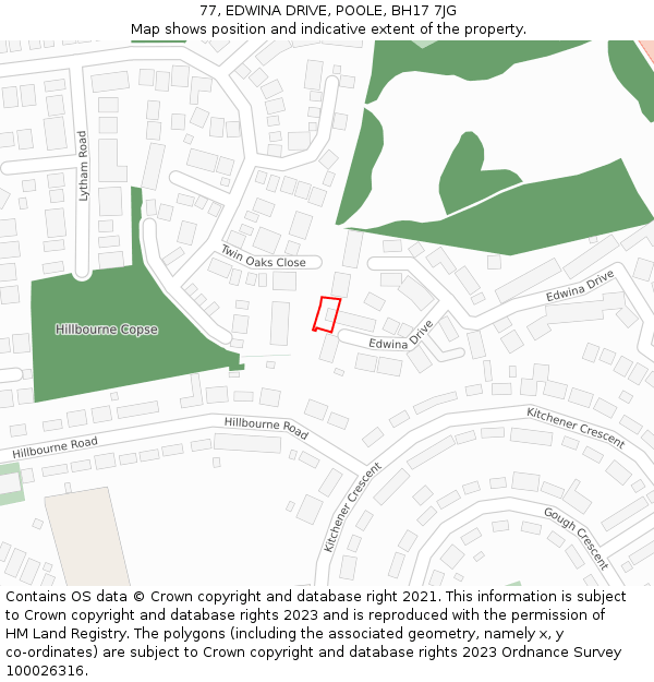 77, EDWINA DRIVE, POOLE, BH17 7JG: Location map and indicative extent of plot