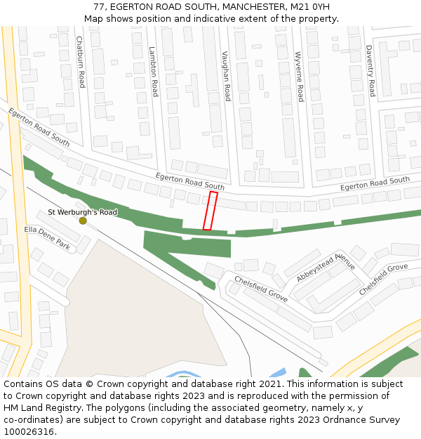 77, EGERTON ROAD SOUTH, MANCHESTER, M21 0YH: Location map and indicative extent of plot