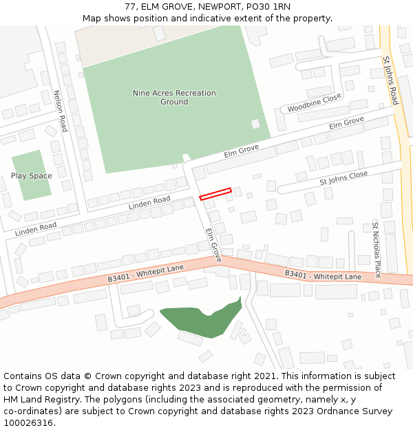 77, ELM GROVE, NEWPORT, PO30 1RN: Location map and indicative extent of plot