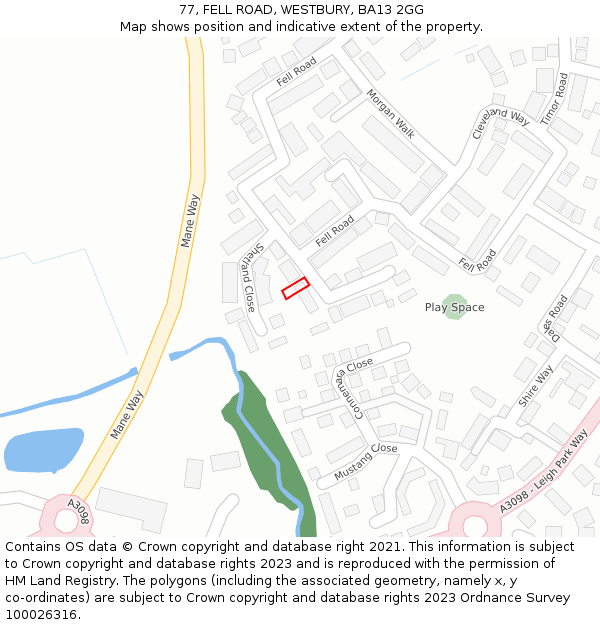 77, FELL ROAD, WESTBURY, BA13 2GG: Location map and indicative extent of plot