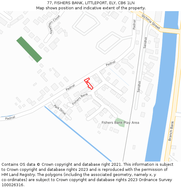 77, FISHERS BANK, LITTLEPORT, ELY, CB6 1LN: Location map and indicative extent of plot