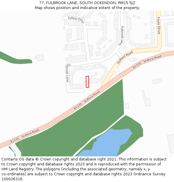 77, FULBROOK LANE, SOUTH OCKENDON, RM15 5JZ: Location map and indicative extent of plot