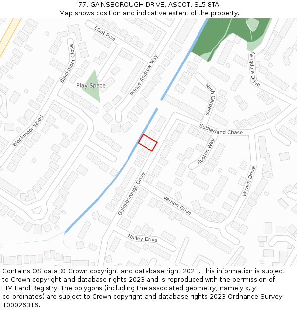 77, GAINSBOROUGH DRIVE, ASCOT, SL5 8TA: Location map and indicative extent of plot