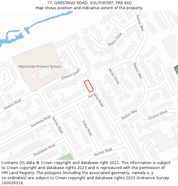 77, GARSTANG ROAD, SOUTHPORT, PR9 9XD: Location map and indicative extent of plot