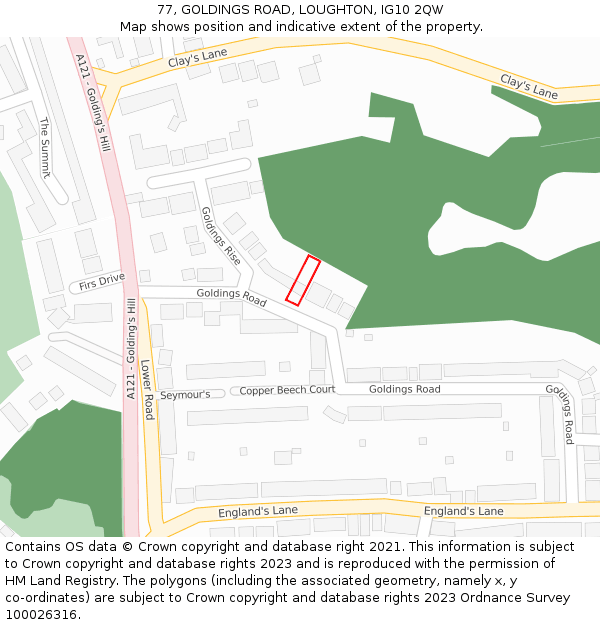 77, GOLDINGS ROAD, LOUGHTON, IG10 2QW: Location map and indicative extent of plot