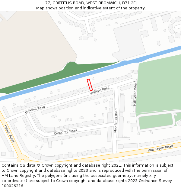 77, GRIFFITHS ROAD, WEST BROMWICH, B71 2EJ: Location map and indicative extent of plot