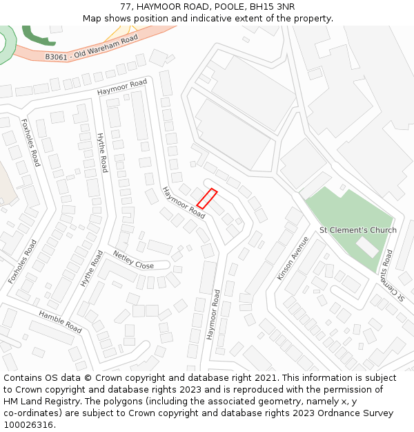 77, HAYMOOR ROAD, POOLE, BH15 3NR: Location map and indicative extent of plot