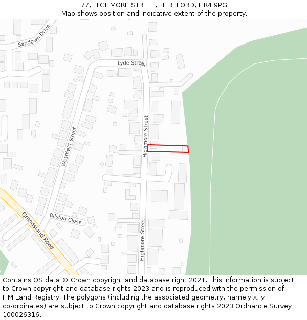 77, HIGHMORE STREET, HEREFORD, HR4 9PG: Location map and indicative extent of plot