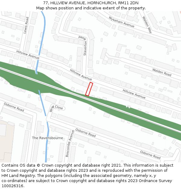 77, HILLVIEW AVENUE, HORNCHURCH, RM11 2DN: Location map and indicative extent of plot