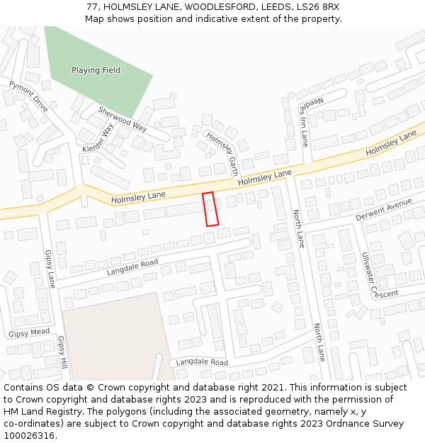 77, HOLMSLEY LANE, WOODLESFORD, LEEDS, LS26 8RX: Location map and indicative extent of plot