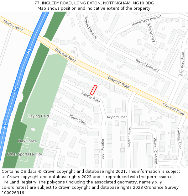 77, INGLEBY ROAD, LONG EATON, NOTTINGHAM, NG10 3DG: Location map and indicative extent of plot