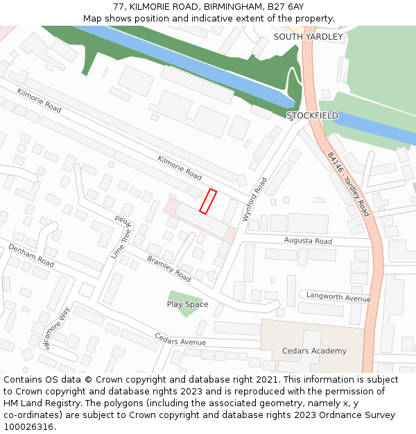 77, KILMORIE ROAD, BIRMINGHAM, B27 6AY: Location map and indicative extent of plot