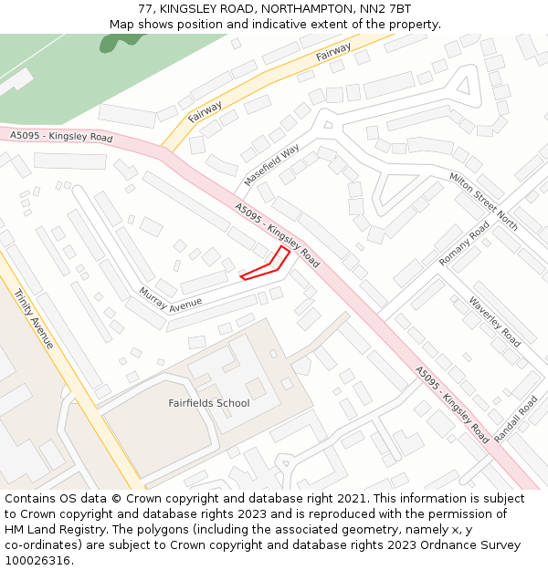 77, KINGSLEY ROAD, NORTHAMPTON, NN2 7BT: Location map and indicative extent of plot