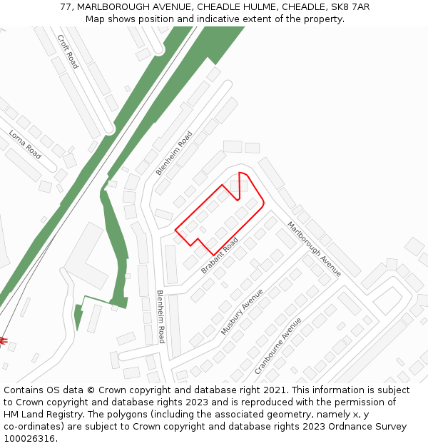 77, MARLBOROUGH AVENUE, CHEADLE HULME, CHEADLE, SK8 7AR: Location map and indicative extent of plot