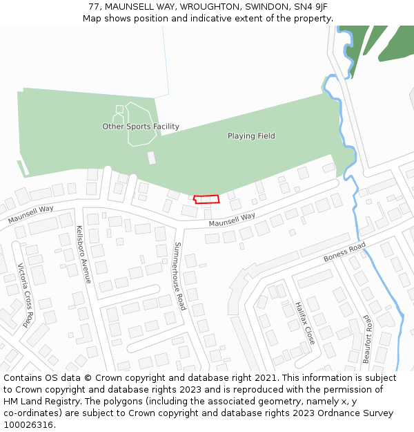 77, MAUNSELL WAY, WROUGHTON, SWINDON, SN4 9JF: Location map and indicative extent of plot