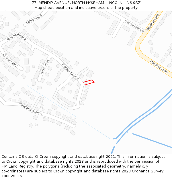 77, MENDIP AVENUE, NORTH HYKEHAM, LINCOLN, LN6 9SZ: Location map and indicative extent of plot