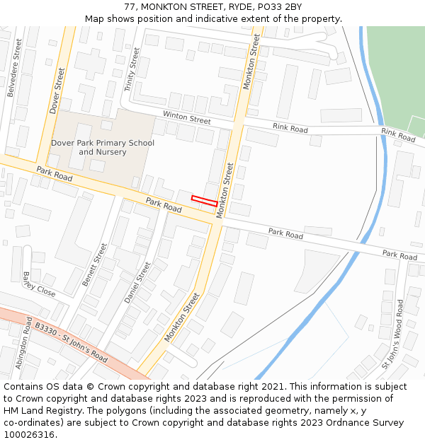 77, MONKTON STREET, RYDE, PO33 2BY: Location map and indicative extent of plot