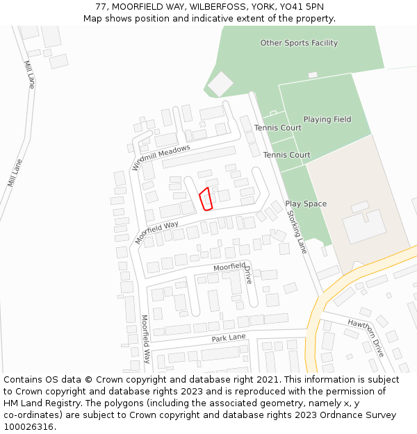 77, MOORFIELD WAY, WILBERFOSS, YORK, YO41 5PN: Location map and indicative extent of plot