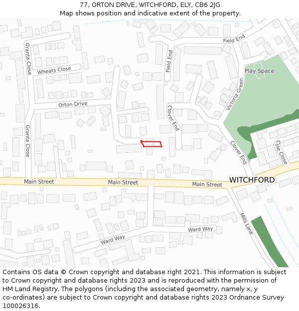 77, ORTON DRIVE, WITCHFORD, ELY, CB6 2JG: Location map and indicative extent of plot