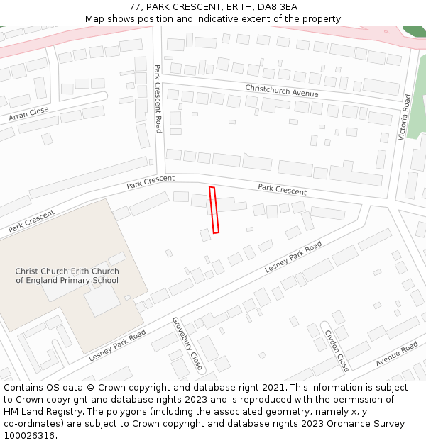77, PARK CRESCENT, ERITH, DA8 3EA: Location map and indicative extent of plot