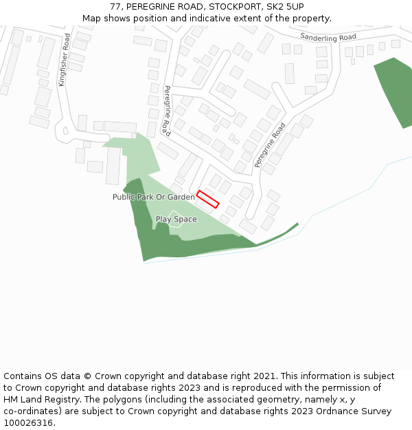 77, PEREGRINE ROAD, STOCKPORT, SK2 5UP: Location map and indicative extent of plot