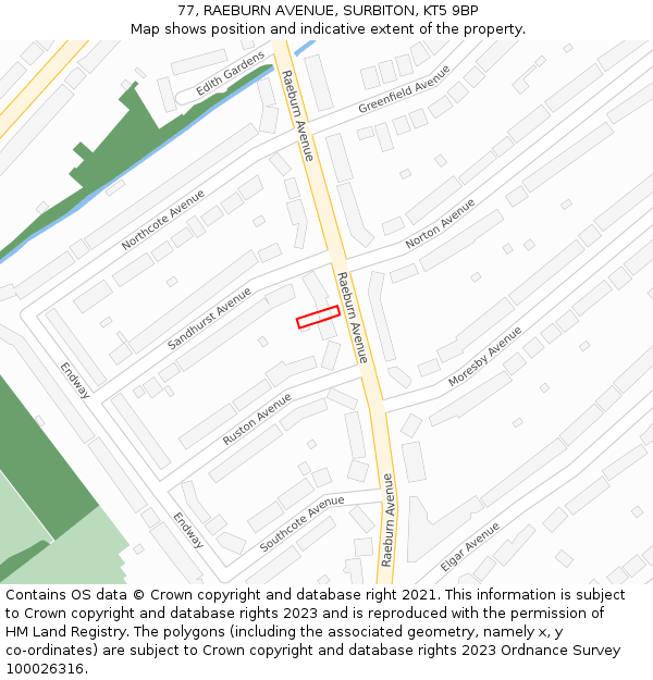 77, RAEBURN AVENUE, SURBITON, KT5 9BP: Location map and indicative extent of plot