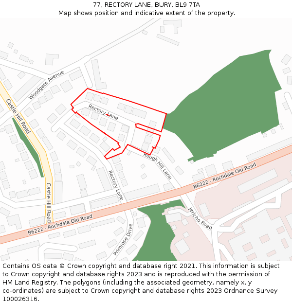 77, RECTORY LANE, BURY, BL9 7TA: Location map and indicative extent of plot