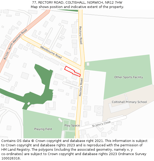 77, RECTORY ROAD, COLTISHALL, NORWICH, NR12 7HW: Location map and indicative extent of plot