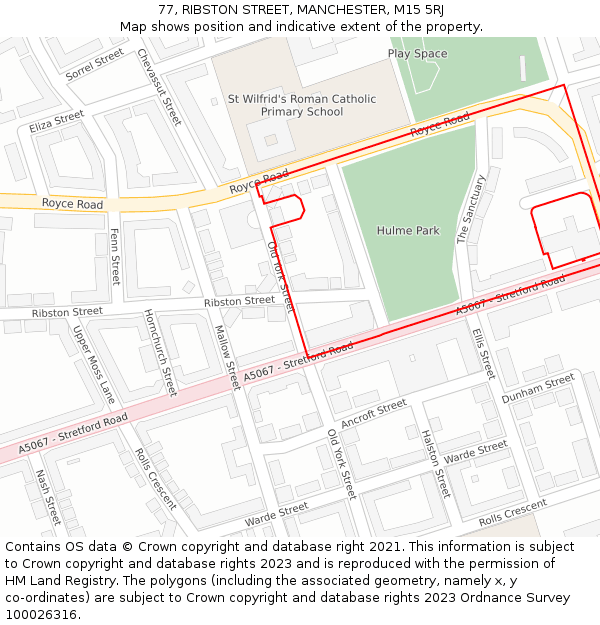 77, RIBSTON STREET, MANCHESTER, M15 5RJ: Location map and indicative extent of plot