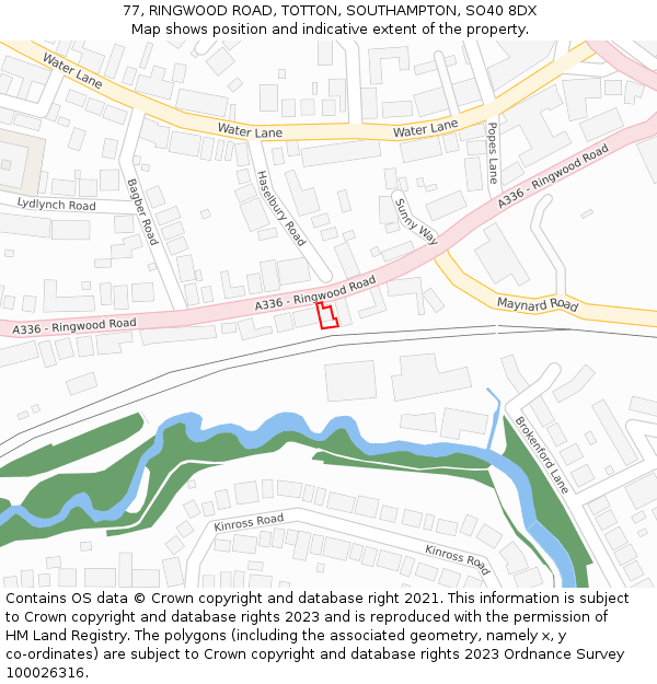 77, RINGWOOD ROAD, TOTTON, SOUTHAMPTON, SO40 8DX: Location map and indicative extent of plot