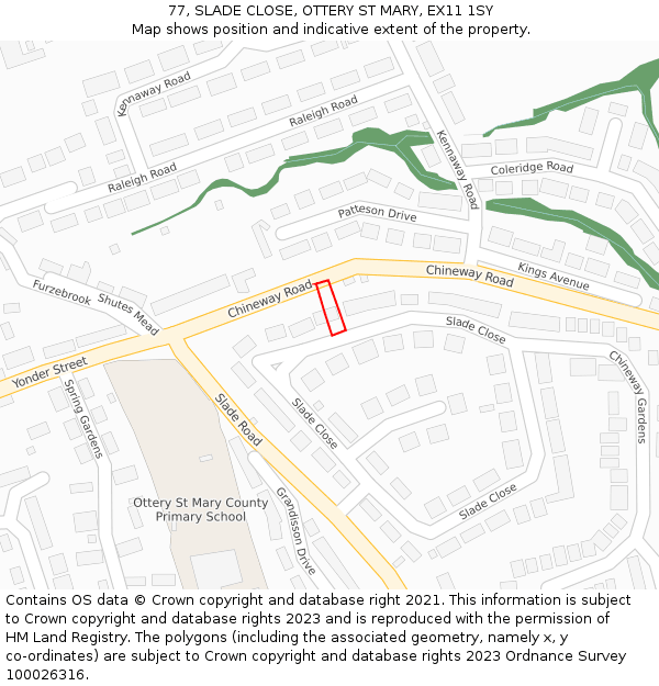 77, SLADE CLOSE, OTTERY ST MARY, EX11 1SY: Location map and indicative extent of plot