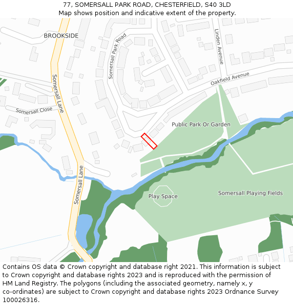 77, SOMERSALL PARK ROAD, CHESTERFIELD, S40 3LD: Location map and indicative extent of plot