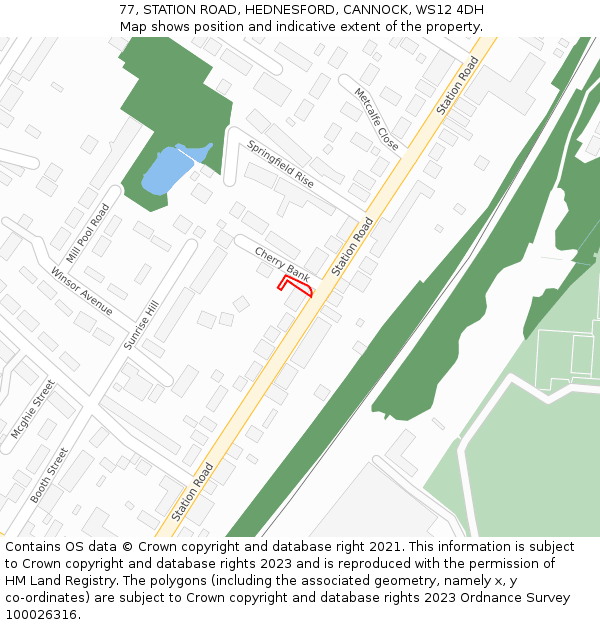 77, STATION ROAD, HEDNESFORD, CANNOCK, WS12 4DH: Location map and indicative extent of plot