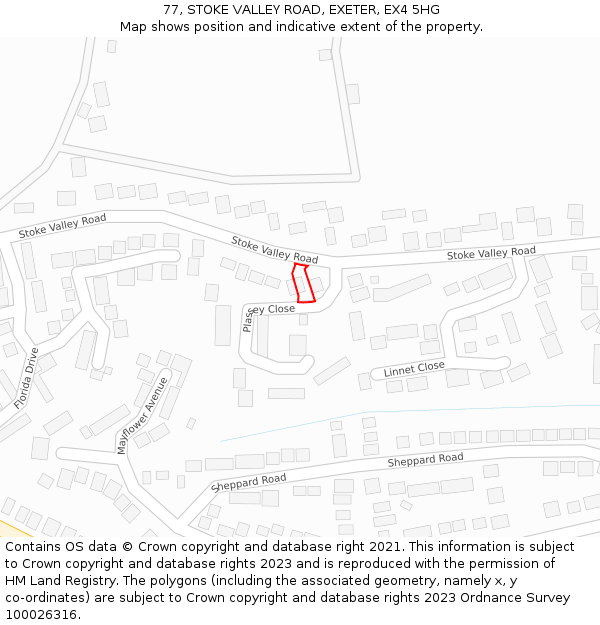 77, STOKE VALLEY ROAD, EXETER, EX4 5HG: Location map and indicative extent of plot