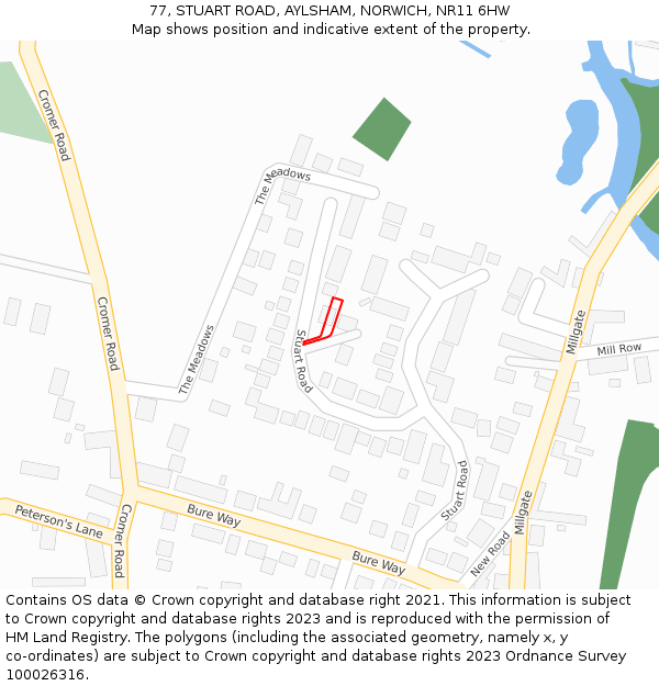 77, STUART ROAD, AYLSHAM, NORWICH, NR11 6HW: Location map and indicative extent of plot