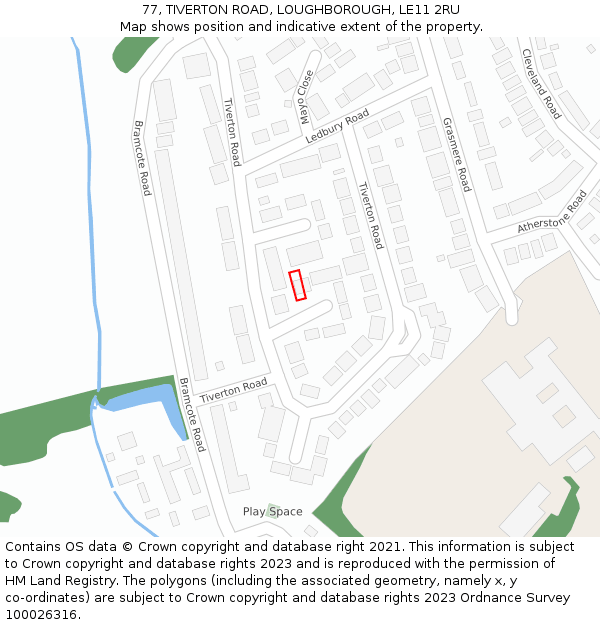 77, TIVERTON ROAD, LOUGHBOROUGH, LE11 2RU: Location map and indicative extent of plot