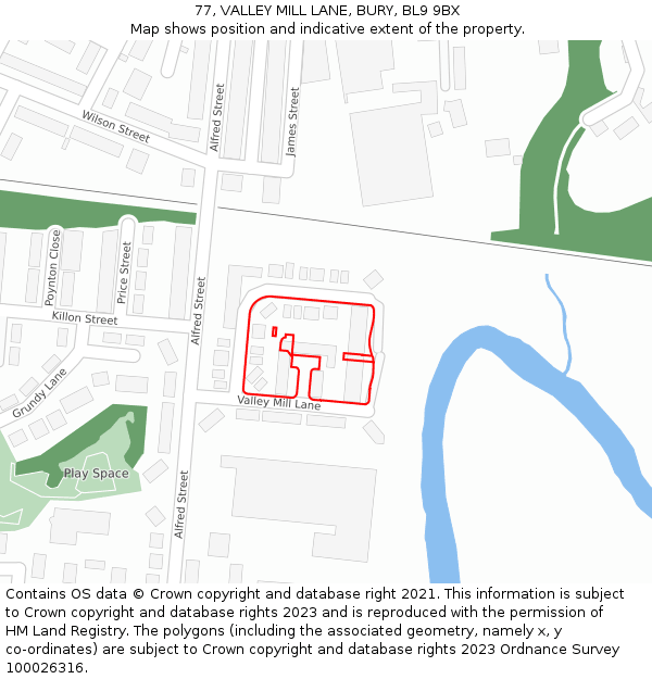 77, VALLEY MILL LANE, BURY, BL9 9BX: Location map and indicative extent of plot