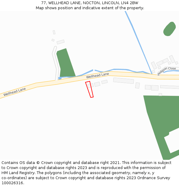 77, WELLHEAD LANE, NOCTON, LINCOLN, LN4 2BW: Location map and indicative extent of plot