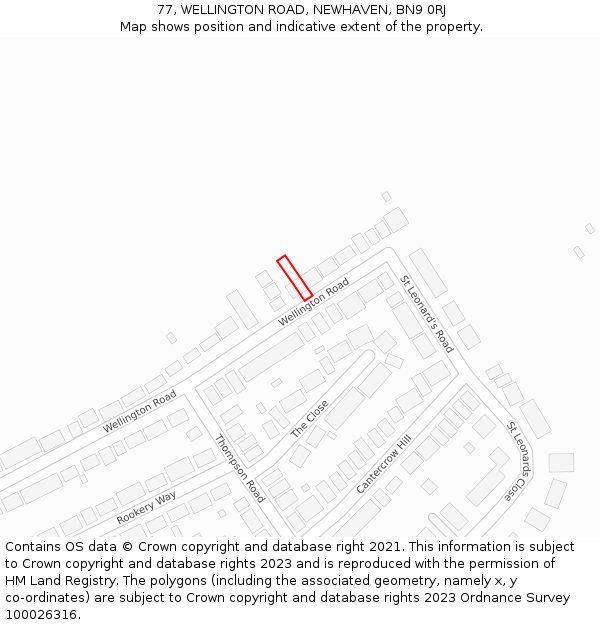 77, WELLINGTON ROAD, NEWHAVEN, BN9 0RJ: Location map and indicative extent of plot
