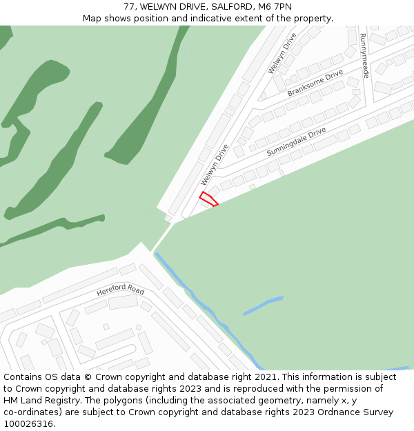 77, WELWYN DRIVE, SALFORD, M6 7PN: Location map and indicative extent of plot