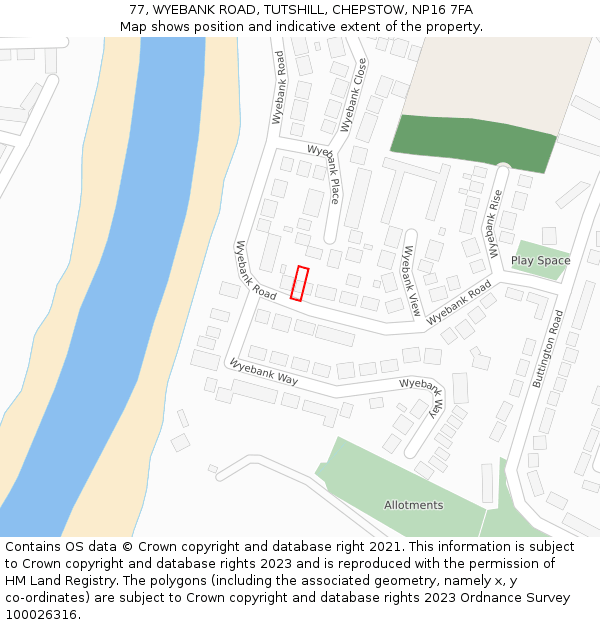 77, WYEBANK ROAD, TUTSHILL, CHEPSTOW, NP16 7FA: Location map and indicative extent of plot