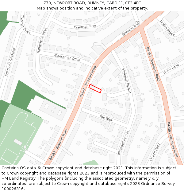 770, NEWPORT ROAD, RUMNEY, CARDIFF, CF3 4FG: Location map and indicative extent of plot