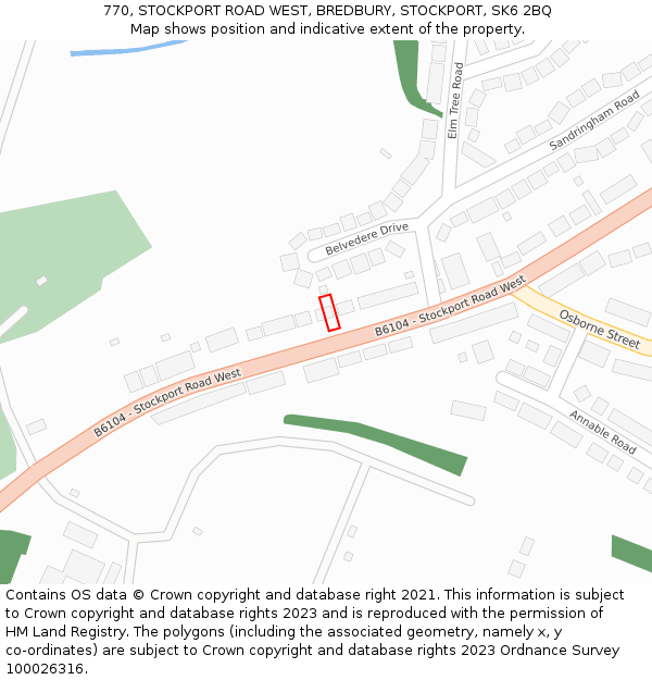 770, STOCKPORT ROAD WEST, BREDBURY, STOCKPORT, SK6 2BQ: Location map and indicative extent of plot