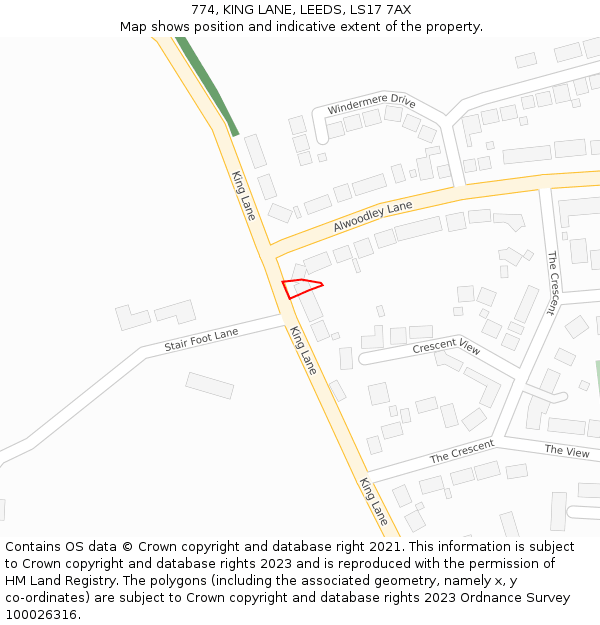 774, KING LANE, LEEDS, LS17 7AX: Location map and indicative extent of plot