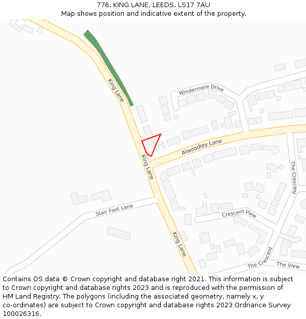 776, KING LANE, LEEDS, LS17 7AU: Location map and indicative extent of plot